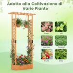 Costway Letto da giardino rialzato con traliccio e drenaggio integrato, Portapianta in legno di abete per interni ed esterni Arancione - immagine 8