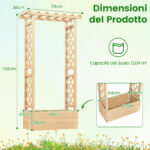 Costway Letto da giardino in legno con traliccio e tetto pendente, Scatola fioriera con fori di drenaggio per interni ed esterni Naturale - immagine 4