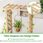 Costway Letto da giardino in legno con traliccio e tetto pendente, Scatola fioriera con fori di drenaggio per interni ed esterni Naturale - immagine 6