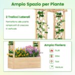 Costway Letto da giardino in legno con traliccio e tetto pendente, Scatola fioriera con fori di drenaggio per interni ed esterni Naturale - immagine 9