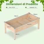 Costway Letto da giardino rialzato con gambe per verdure fiori erbe, Kit da giardinaggio da esterno e interno per balcone Naturale - immagine 4