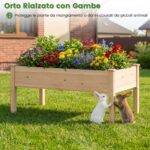 Costway Letto da giardino rialzato con gambe per verdure fiori erbe, Kit da giardinaggio da esterno e interno per balcone Naturale - immagine 5
