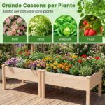 Costway Letto da giardino rialzato con gambe per verdure fiori erbe, Kit da giardinaggio da esterno e interno per balcone Naturale - immagine 7