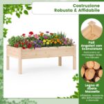 Costway Letto da giardino rialzato con gambe per verdure fiori erbe, Kit da giardinaggio da esterno e interno per balcone Naturale - immagine 9