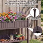 Costway Letto da giardino rialzato con ruote e monitor d'acqua foro di drenaggio e ripiano, Fioriera elevata per piante verdure erbe cortile e patio - immagine 7