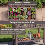 Costway Letto da giardino rialzato con ruote e monitor d'acqua foro di drenaggio e ripiano, Fioriera elevata per piante verdure erbe cortile e patio - immagine 10