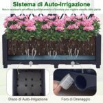 Costway Letto da giardino rialzato con traliccio a reticolo, Fioriera in plastica autoportante per spazi esteriori 76 x 36 x 18 cm Grigio - immagine 7