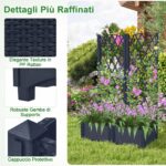 Costway Letto da giardino rialzato con traliccio a reticolo, Fioriera in plastica autoportante per spazi esteriori 76 x 36 x 18 cm Grigio - immagine 9
