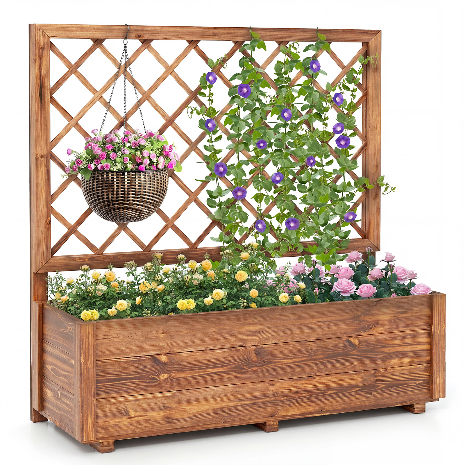 Letto-da-giardino-rialzato-elevata-per-piante-rampicanti-con-traliccio-e-fori-mediaId105174954-1784168278.jpg Costway Letto da giardino rialzato elevata per piante rampicanti con traliccio e fori, Letto da giardino rialzato da interno ed esterno Arancione - immagine 1