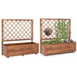 Costway Letto da giardino rialzato elevata per piante rampicanti con traliccio e fori, Letto da giardino rialzato da interno ed esterno Arancione - immagine 4