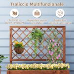 Costway Letto da giardino rialzato elevata per piante rampicanti con traliccio e fori, Letto da giardino rialzato da interno ed esterno Arancione - immagine 6