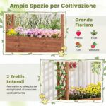 Costway Letto da giardino rialzato elevata per rampicanti con tetto pensile e fori di drenaggio, Letto da giardino rialzato da interni Arancione - immagine 8
