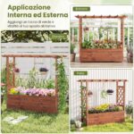 Costway Letto da giardino rialzato elevata per rampicanti con tetto pensile e fori di drenaggio, Letto da giardino rialzato da interni Arancione - immagine 10