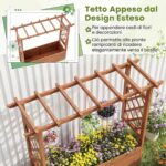 Costway Letto da giardino rialzato elevata per rampicanti con tetto pensile e fori di drenaggio, Letto da giardino rialzato da interni Arancione - immagine 11