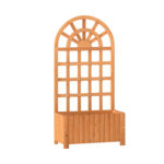 Costway Letto da giardino rialzato in legno con traliccio per piante rampicanti, Vaso da esterno per fiori verdure ed erbe aromatiche Marrone - immagine 4