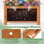 Costway Letto da giardino rialzato in legno con traliccio per piante rampicanti, Vaso da esterno per fiori verdure ed erbe aromatiche Marrone - immagine 10