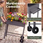 Costway Letto da giardino rialzato per coltivare ortaggi erbe e fiori per cortile e balcone, Fioriera in metallo aiuola alta da esterno Grigio - immagine 7