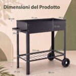 Costway Letto da giardino rialzato per coltivare ortaggi erbe e fiori per cortile e balcone, Fioriera in metallo aiuola alta da esterno Nero - immagine 5