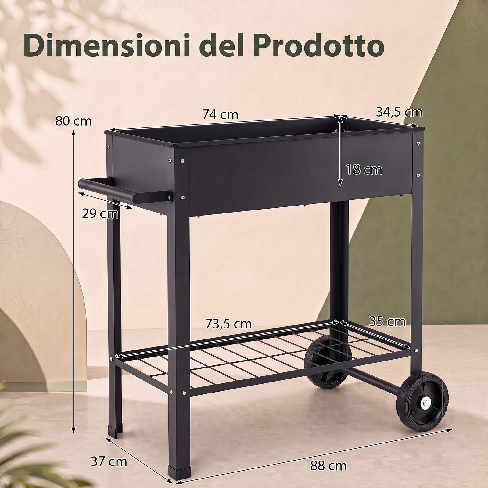 Costway Letto da giardino rialzato per coltivare ortaggi erbe e fiori per cortile e balcone, Fioriera in metallo aiuola alta da esterno Nero - immagine 5