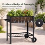 Costway Letto da giardino rialzato per coltivare ortaggi erbe e fiori per cortile e balcone, Fioriera in metallo aiuola alta da esterno Nero - immagine 10