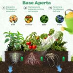 Costway Letto da giardino rialzato zincato con copertura 2 porte a rullo, Serra da esterno per coltivazione di erbe aromatiche verdure Verde - immagine 7