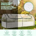 Costway Letto da giardino rialzato zincato con copertura 2 porte a rullo, Serra da esterno per coltivazione di erbe aromatiche verdure Verde - immagine 10