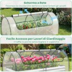 Costway Letto da giardino rialzato zincato con copertura 2 porte a rullo, Serra da esterno per coltivazione di erbe aromatiche verdure Verde - immagine 8