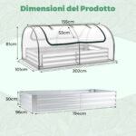 Costway Letto da giardino rialzato zincato con copertura 2 porte a rullo, Serra da esterno per coltivazione di erbe aromatiche verdure Verde - immagine 5