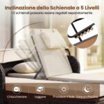 Costway Letto matrimoniale in rattan con tetto retrattile e schienali regolabili, Divano imbottito con tavolino centrale e portabicchieri Beige - immagine 10