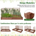 Costway Letto rialzato da giardino con 2 cassoni per piantare e 3 tralicci, Aiuola rialzata da giardino in legno Marrone - immagine 8