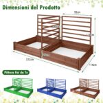Costway Letto rialzato da giardino con 2 cassoni per piantare e 3 tralicci, Aiuola rialzata da giardino in legno Marrone - immagine 6