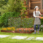 Costway Letto rialzato da giardino con 2 cassoni per piantare e 3 tralicci, Aiuola rialzata da giardino in legno Marrone - immagine 3