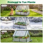 Costway Mini serra orto rialzato zincato con drenaggio esterno, Fioriera da giardino con cassone per terrazzo 127x97x93cm - immagine 9