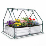 Costway Mini serra orto rialzato zincato con drenaggio esterno, Fioriera da giardino con cassone per terrazzo 127x97x93cm