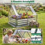Costway Mini serra orto rialzato zincato con drenaggio esterno, Fioriera da giardino con cassone per terrazzo 127x97x93cm - immagine 8