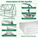 Costway Mini serra orto rialzato zincato con drenaggio esterno, Fioriera da giardino con cassone per terrazzo 127x97x93cm - immagine 11