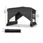 Costway 3x3m Gazebo da esterno in tessuto oxford con parete rimovibili finestre trasparenti porta, Tendone da giardino pieghevole Nero - immagine 5