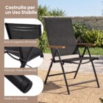 Costway Set di 2 sedie da esterno sedie pieghevoli in tessuto traspirante con schienale regolabile e braccioli, Perfette per balcone giardino terrazza - immagine 7