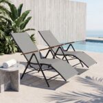 Costway 1 Sedia da giardino reclinabile con schienale regolabile a 6 posizioni e tessuto traspirante, Lettino prendisole pieghevole portata 150 kg Grigio - immagine 4