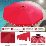 Costway Ombrellone da mercato pesante per giardino piscina terrazza spiaggia prato, Ombrellone da patio solare rosso bordeaux - immagine 10