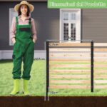 Costway Recinzione da giardino in legno design a doghe pannelli frangivista, 3 Pannelli per recinzione decorativa con 3 picchetti da esterno - immagine 6