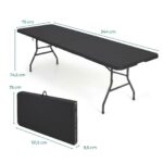 Costway Tavolo pieghevole portatile da 245 cm per esterni con maniglia, Tavolo pieghevole a metà con capacità di 160 kg e piano in HDPE Nero - immagine 6