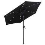 Costway Ombrello da mercato per esterni con pannello solare da tavolo per giardino, Ombrellone da patio 230 cm Nero - immagine 4