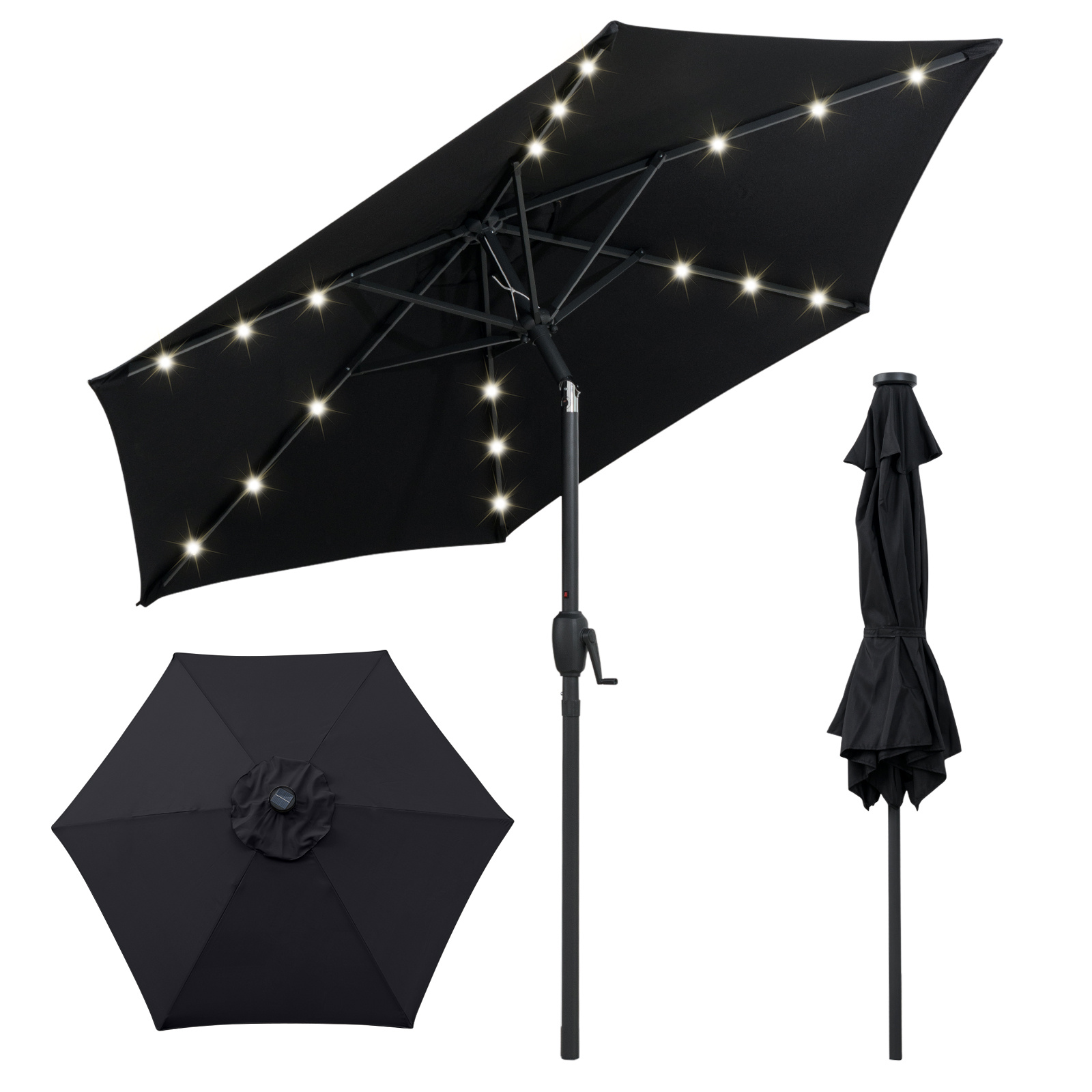 Ombrello-da-mercato-per-esterni-con-pannello-solare-da-tavolo-per-giardino-mediaId103875650-1777254523.jpg Costway Ombrello da mercato per esterni con pannello solare da tavolo per giardino, Ombrellone da patio 230 cm Nero - immagine 1