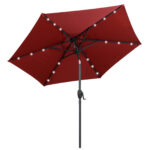 Costway Ombrello da mercato per esterni con pannello solare da tavolo per giardino, Ombrellone da patio 230 cm Rosso Bordeaux - immagine 4