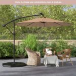 Costway Ombrello solare da 300 cm con 40 lampadine e pannello solare, Ombrello da patio illuminato con facile Marrone - immagine 5