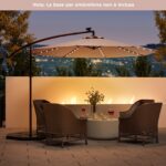 Costway Ombrello solare da 300 cm con 40 lampadine e pannello solare, Ombrello da patio illuminato con facile Marrone - immagine 6