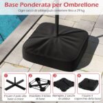 Costway Ombrellone da esterno rettangolare con maniglia a manovella scorrevole 12 stecche resistenti e 2 sacchi di sabbia, Ombrellone doppio da giardino Rosso - immagine 9