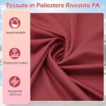 Costway Ombrellone da esterno rettangolare con maniglia a manovella scorrevole 12 stecche resistenti e 2 sacchi di sabbia, Ombrellone doppio da giardino Rosso - immagine 7