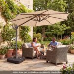 Costway Ombrellone da giardino 300 cm con 15 stecche base tetto ventilato manovella e pedale, Ombrellone girevole e inclinabile Beige - immagine 9
